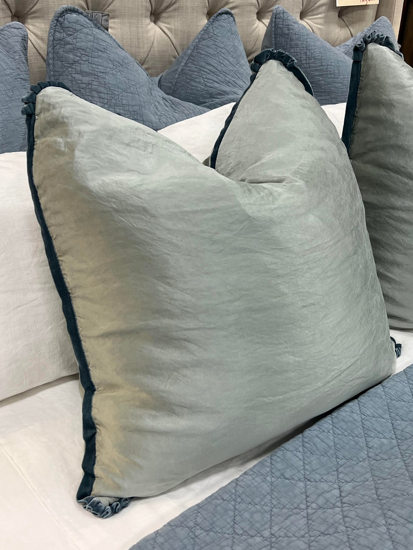 Blue Silk Carmeuse Euro Sham