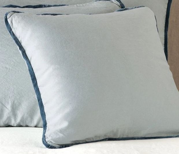 Blue Silk Carmeuse Euro Sham