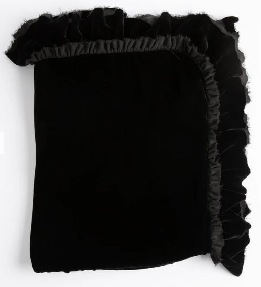 Silk Velvet Black Throw Blanket
