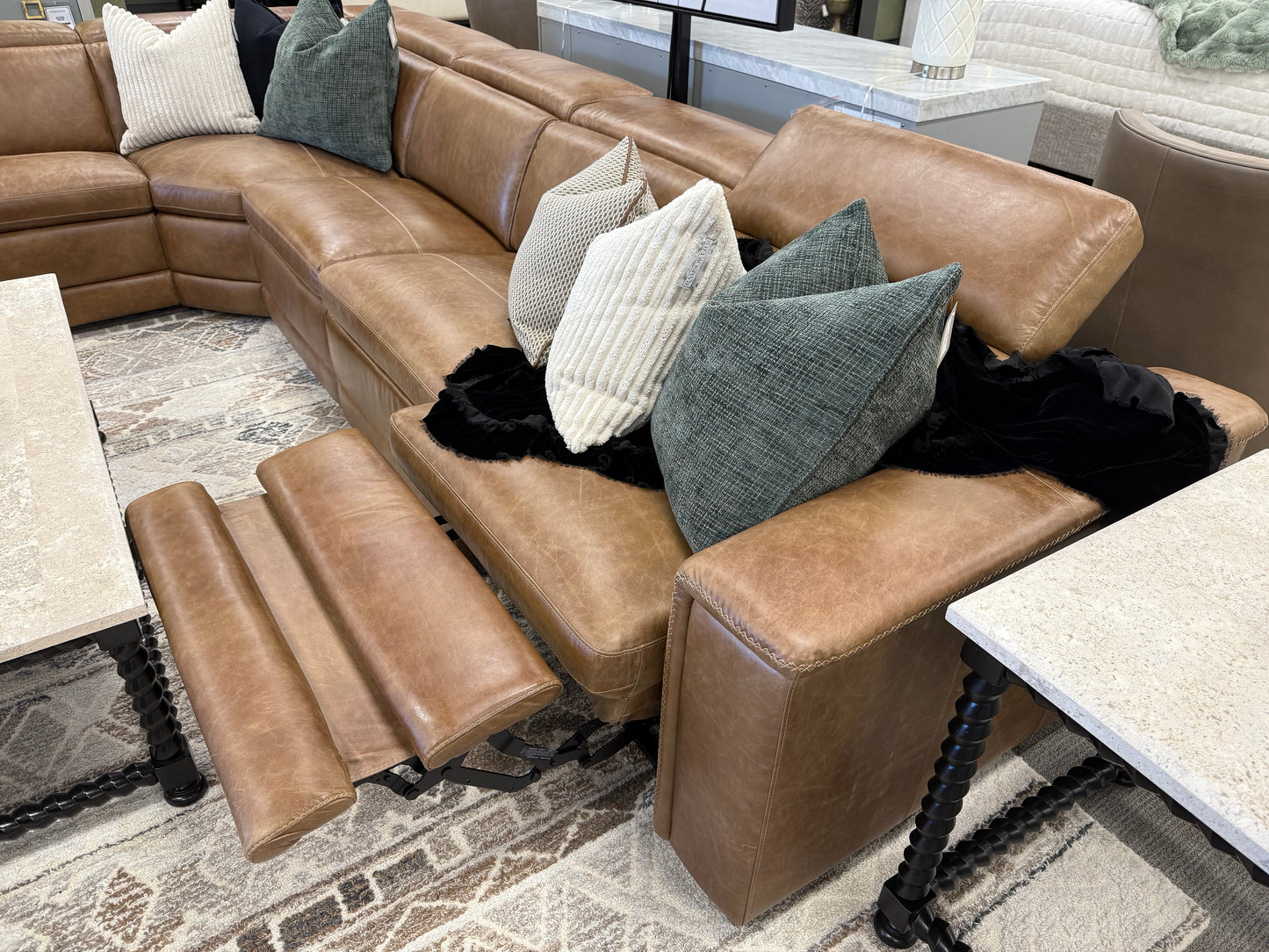 Power Motion Leather Sectional