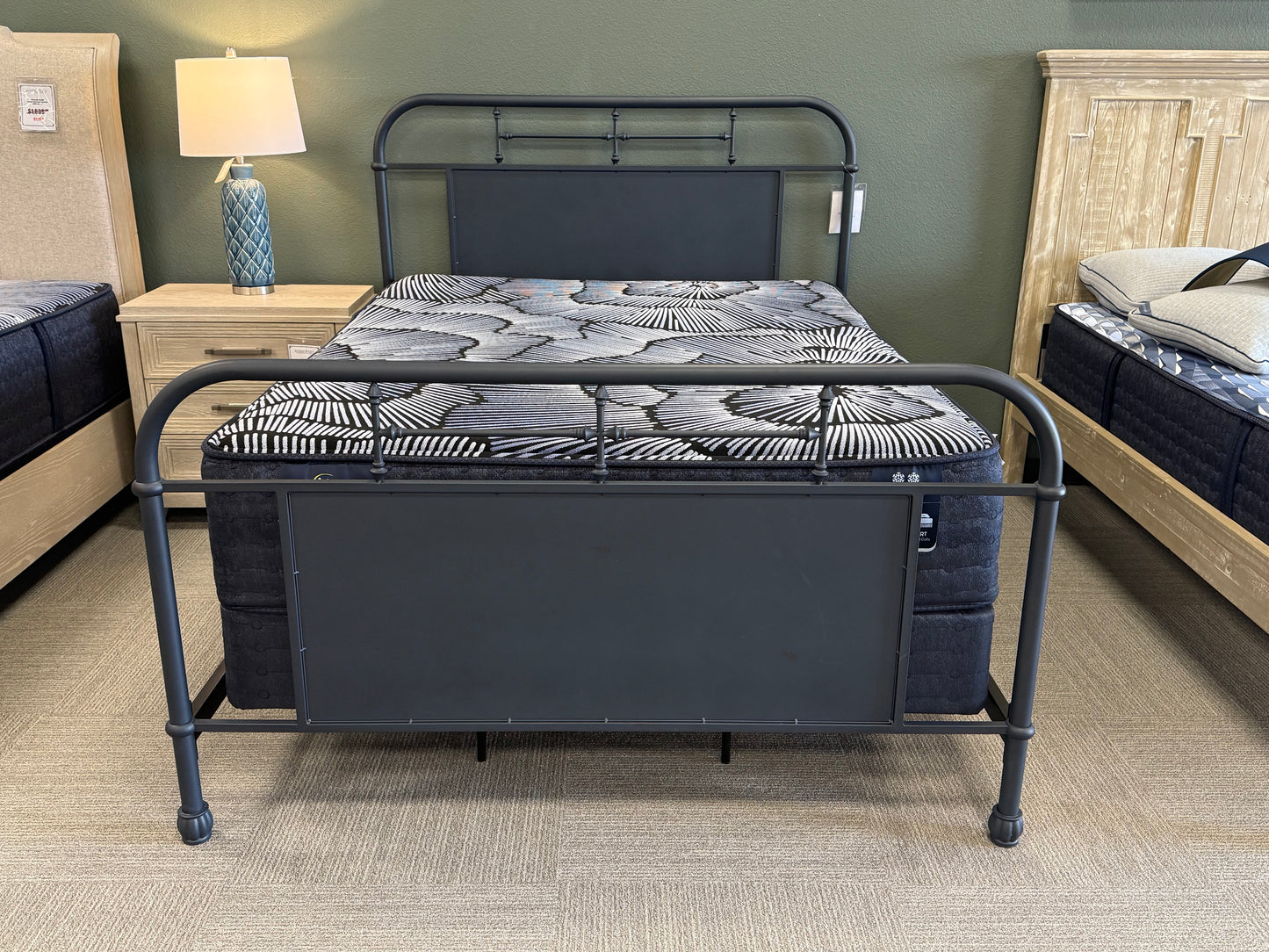 Navy Farmhouse Metal Queen Bed