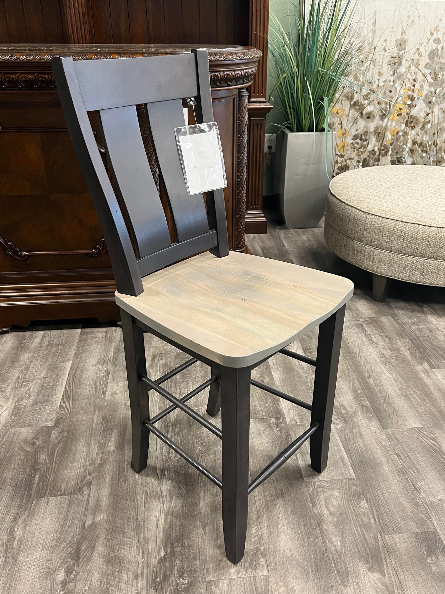 Amish Solid Wood 2-Tone Barstool