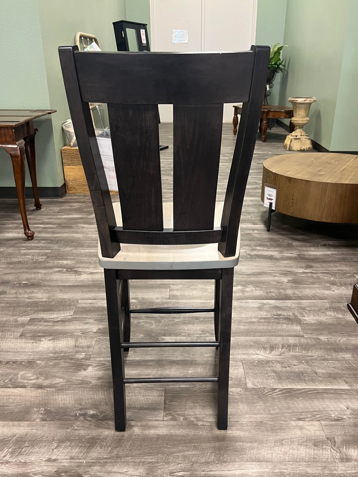 Amish Solid Wood 2-Tone Barstool