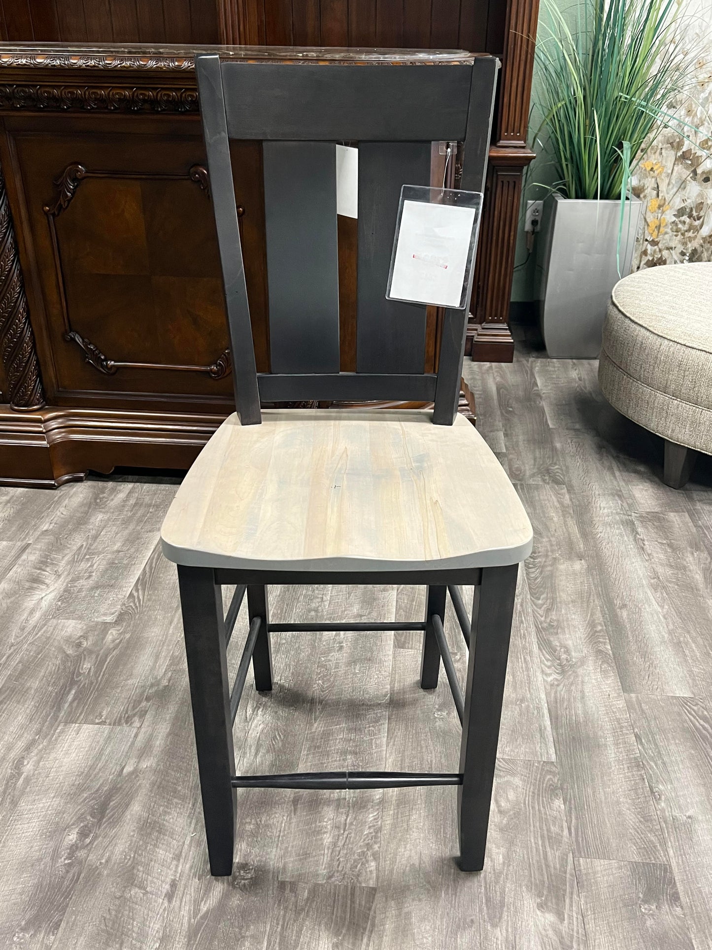 Amish Solid Wood 2-Tone Barstool
