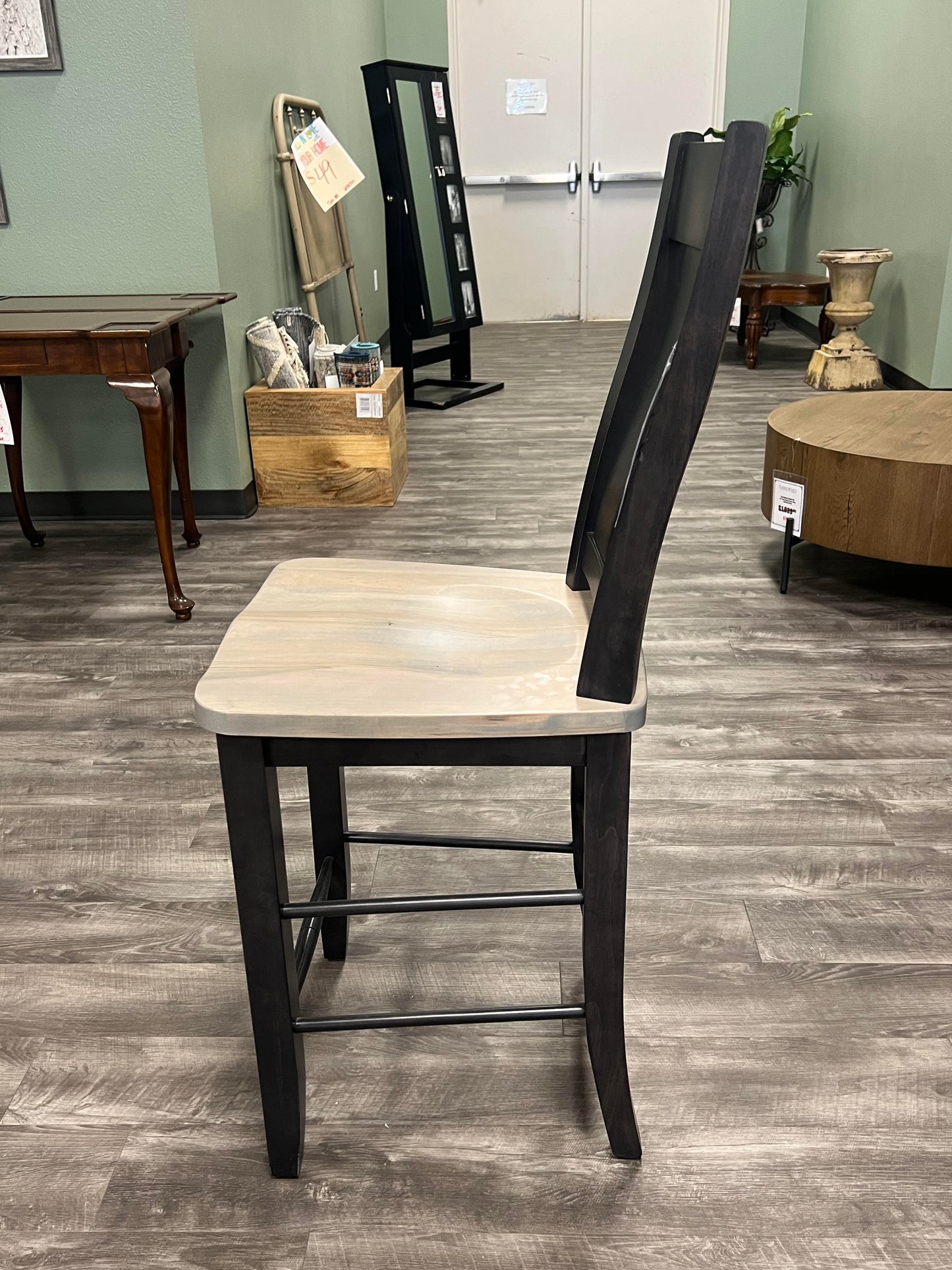 Amish Solid Wood 2-Tone Barstool