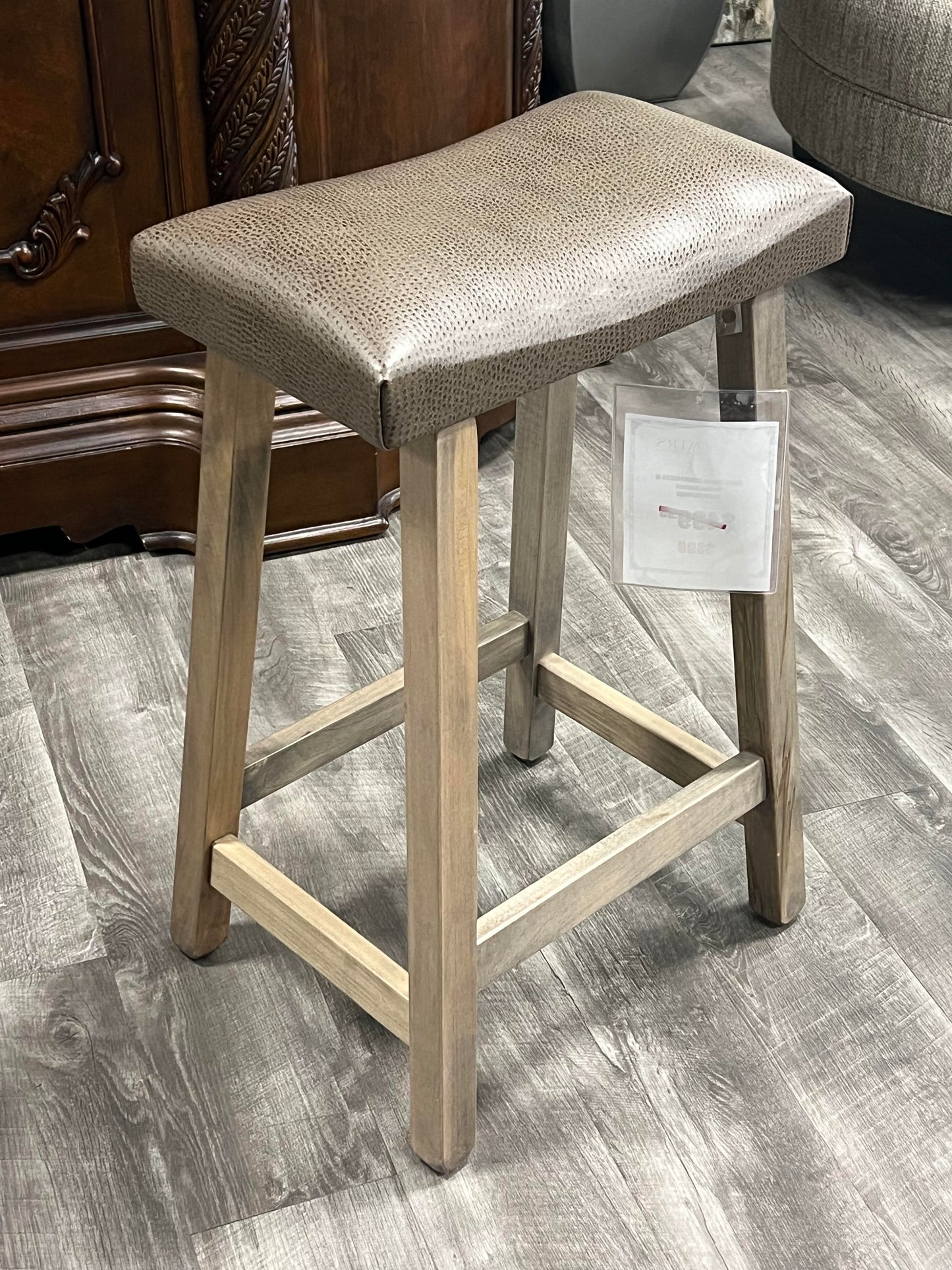Amish Solid Wood Upholstered Saddle Stool
