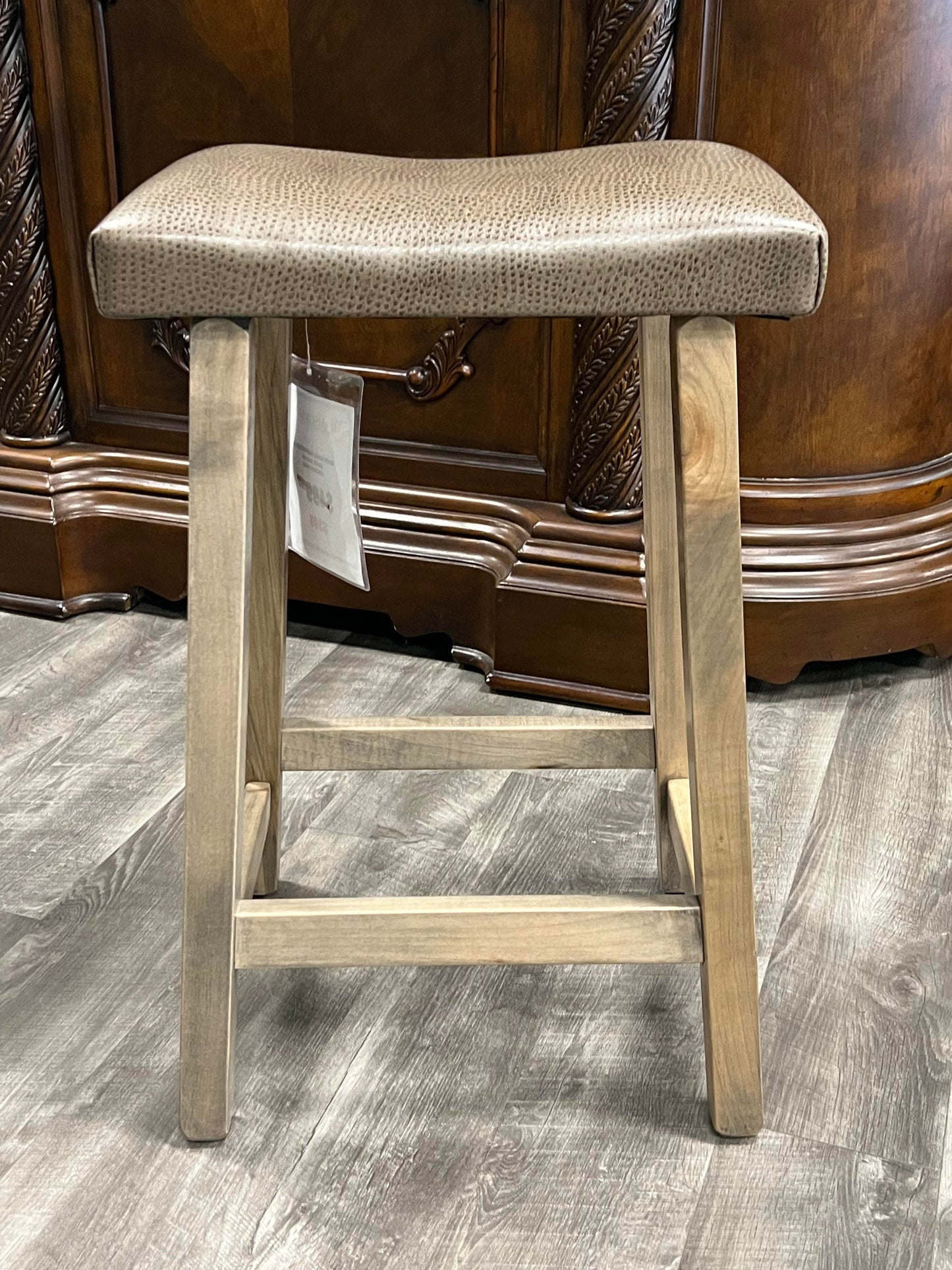 Amish Solid Wood Upholstered Saddle Stool