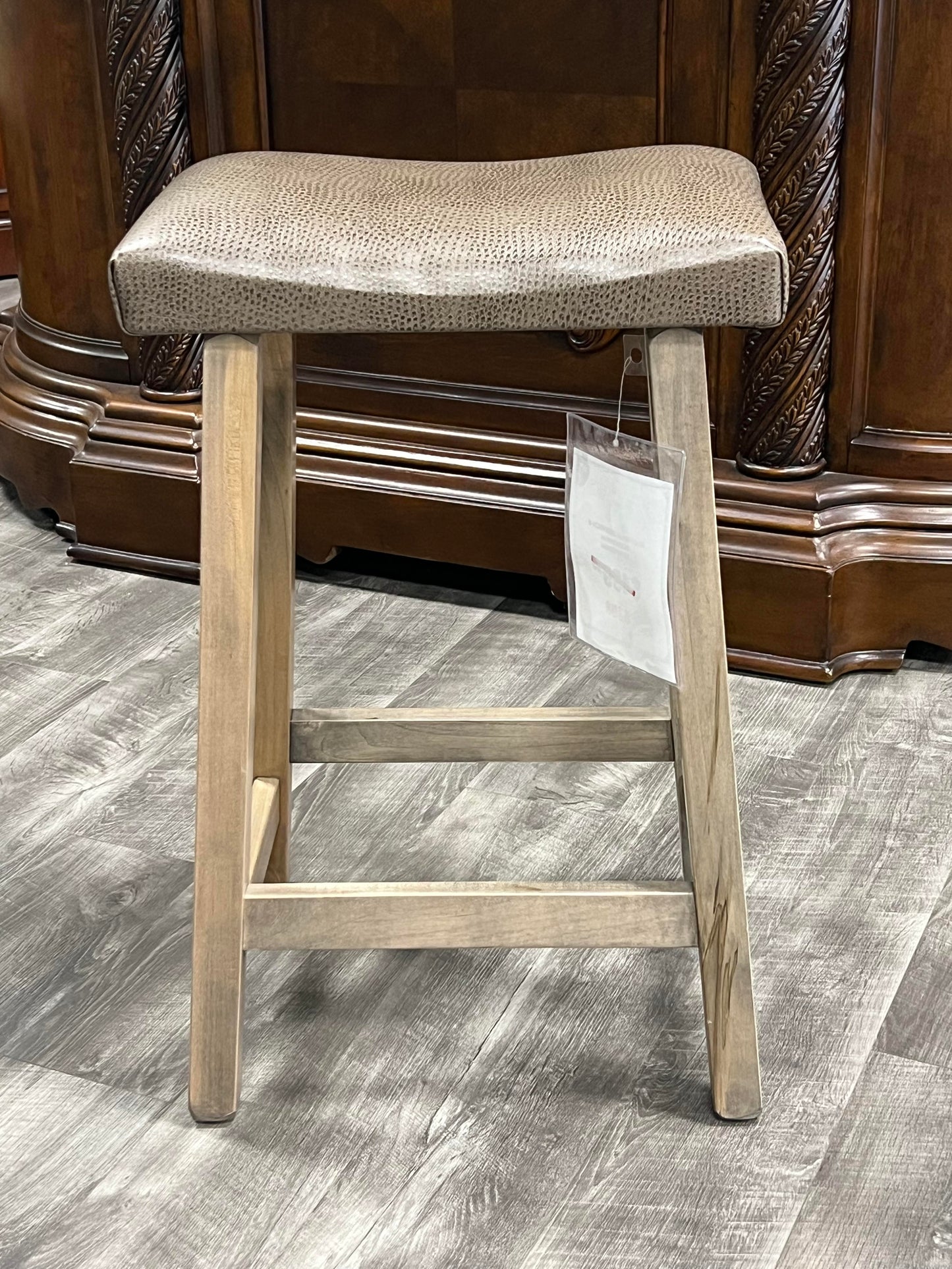 Amish Solid Wood Upholstered Saddle Stool