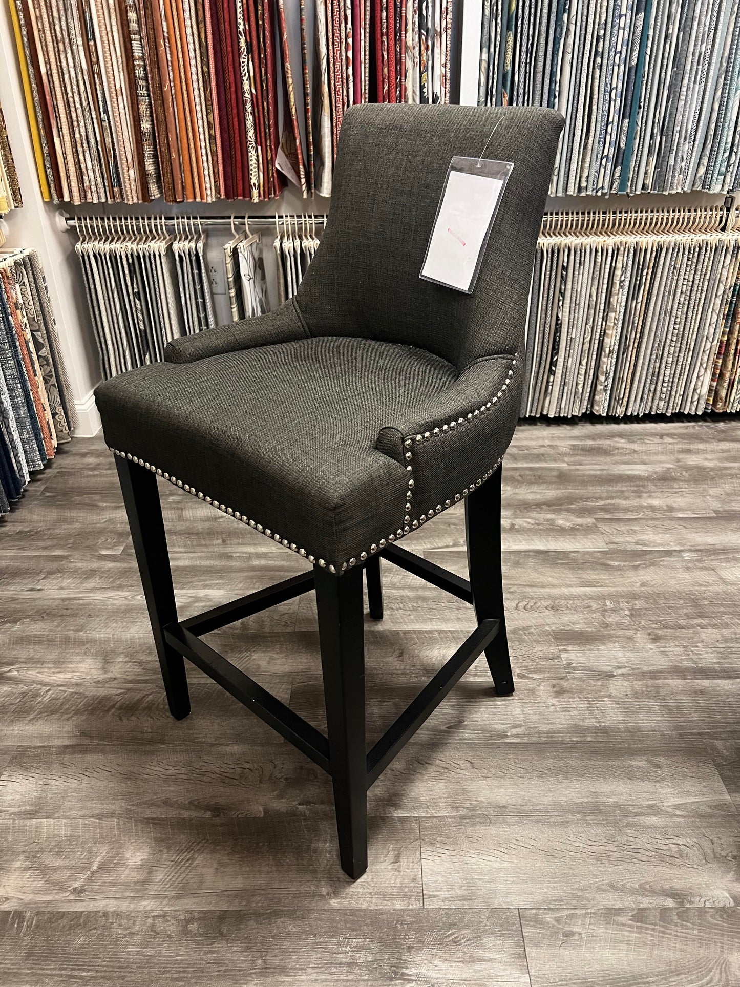 Charcoal Upholstered Counter Stool