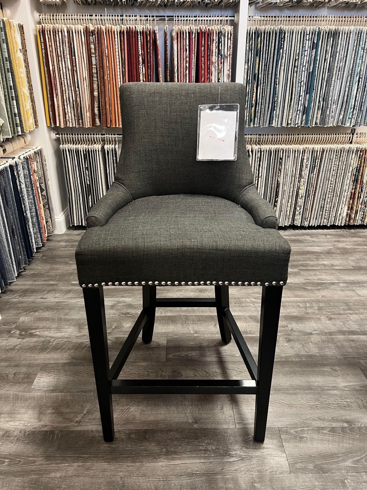 Charcoal Upholstered Counter Stool