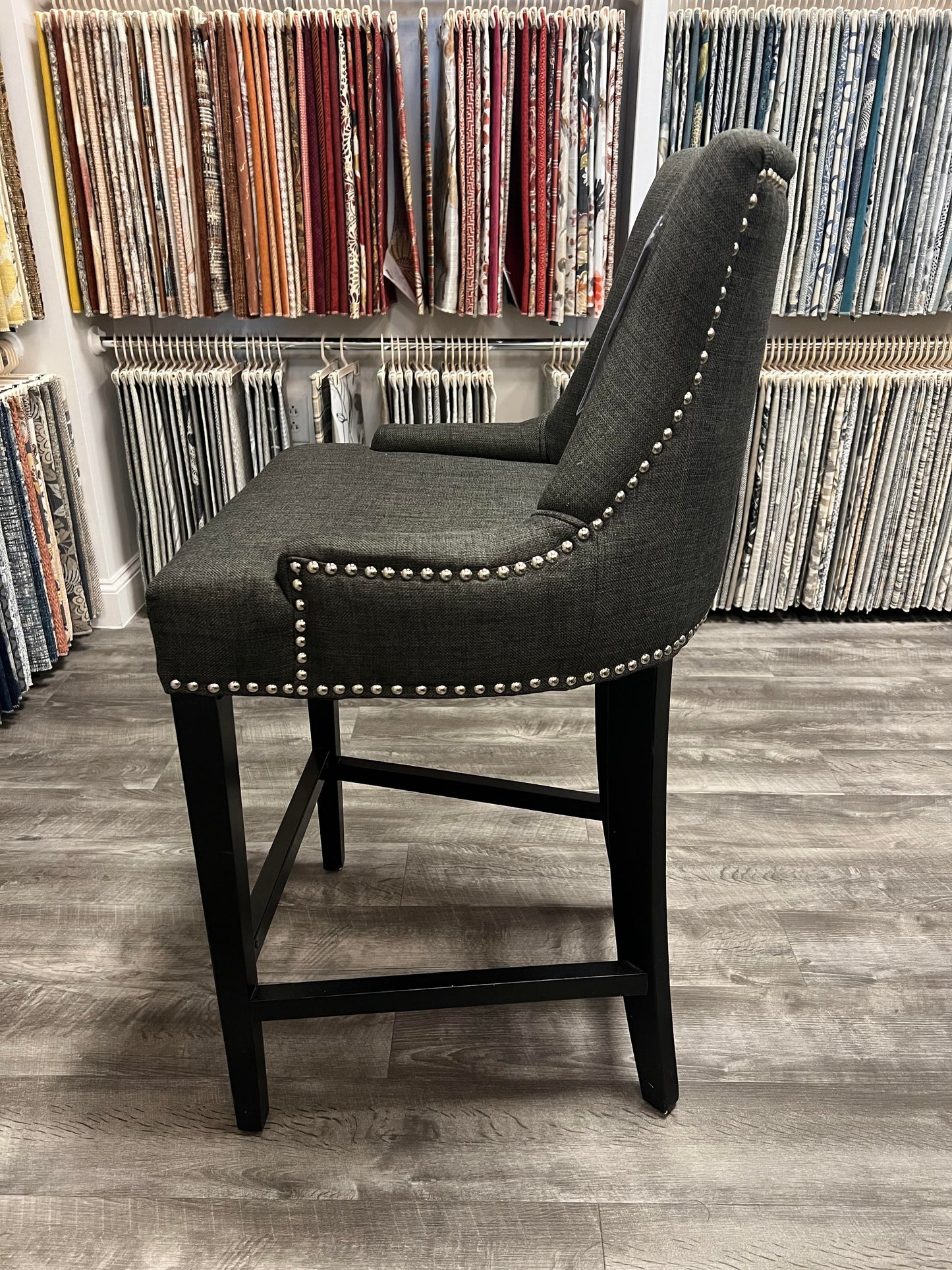 Charcoal Upholstered Counter Stool