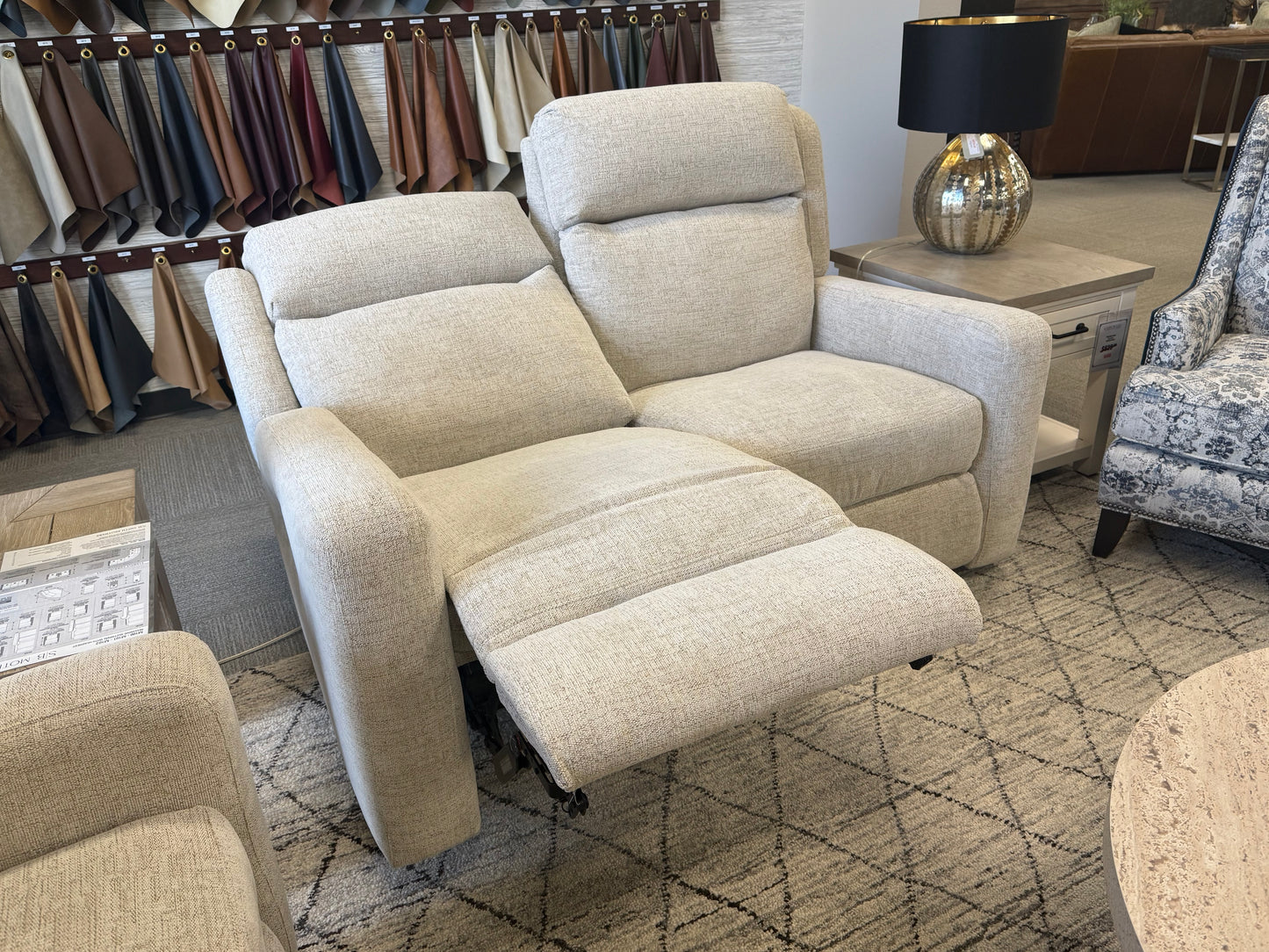 Fabric Reclining Loveseat with Console
