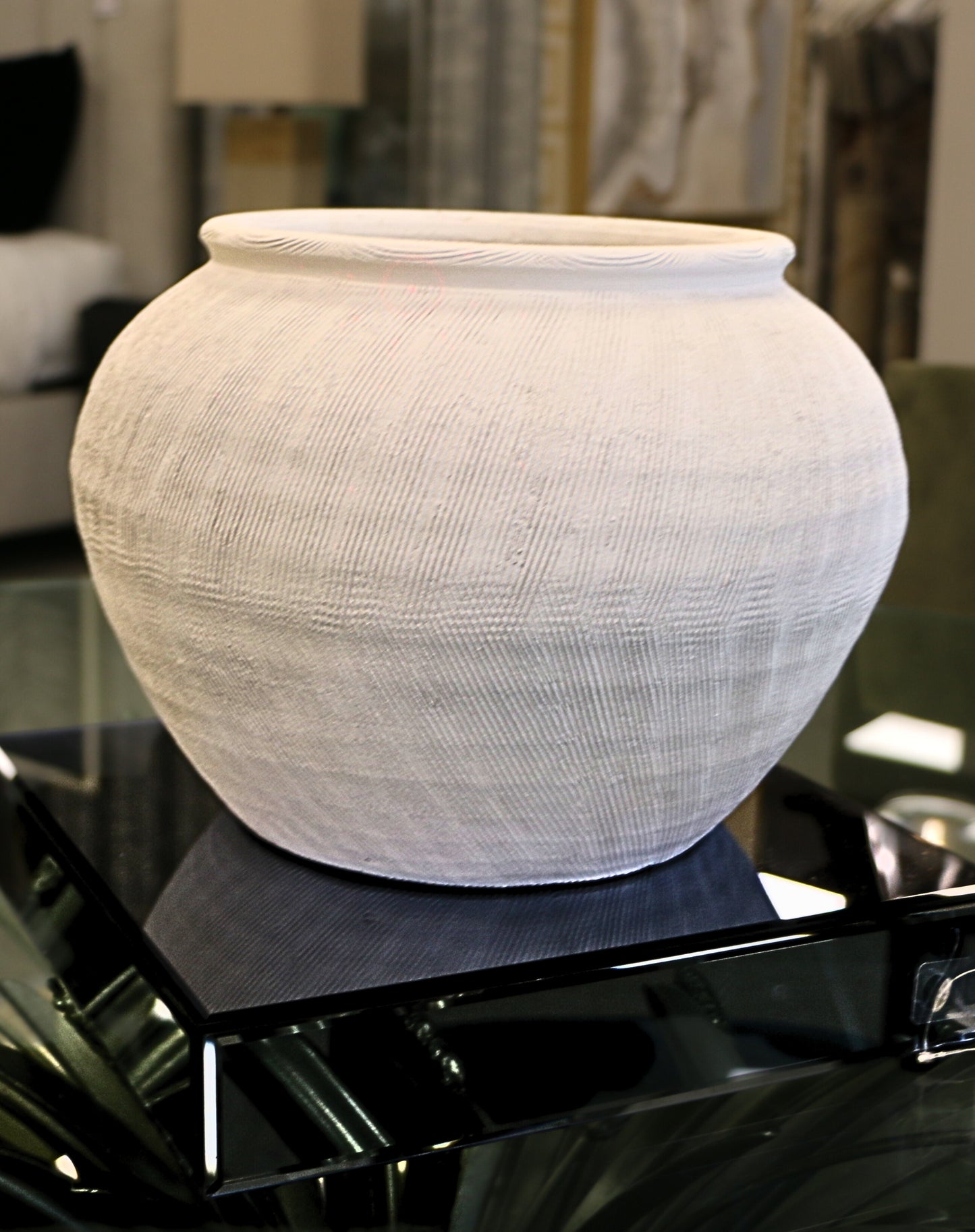 Etched Round Vase