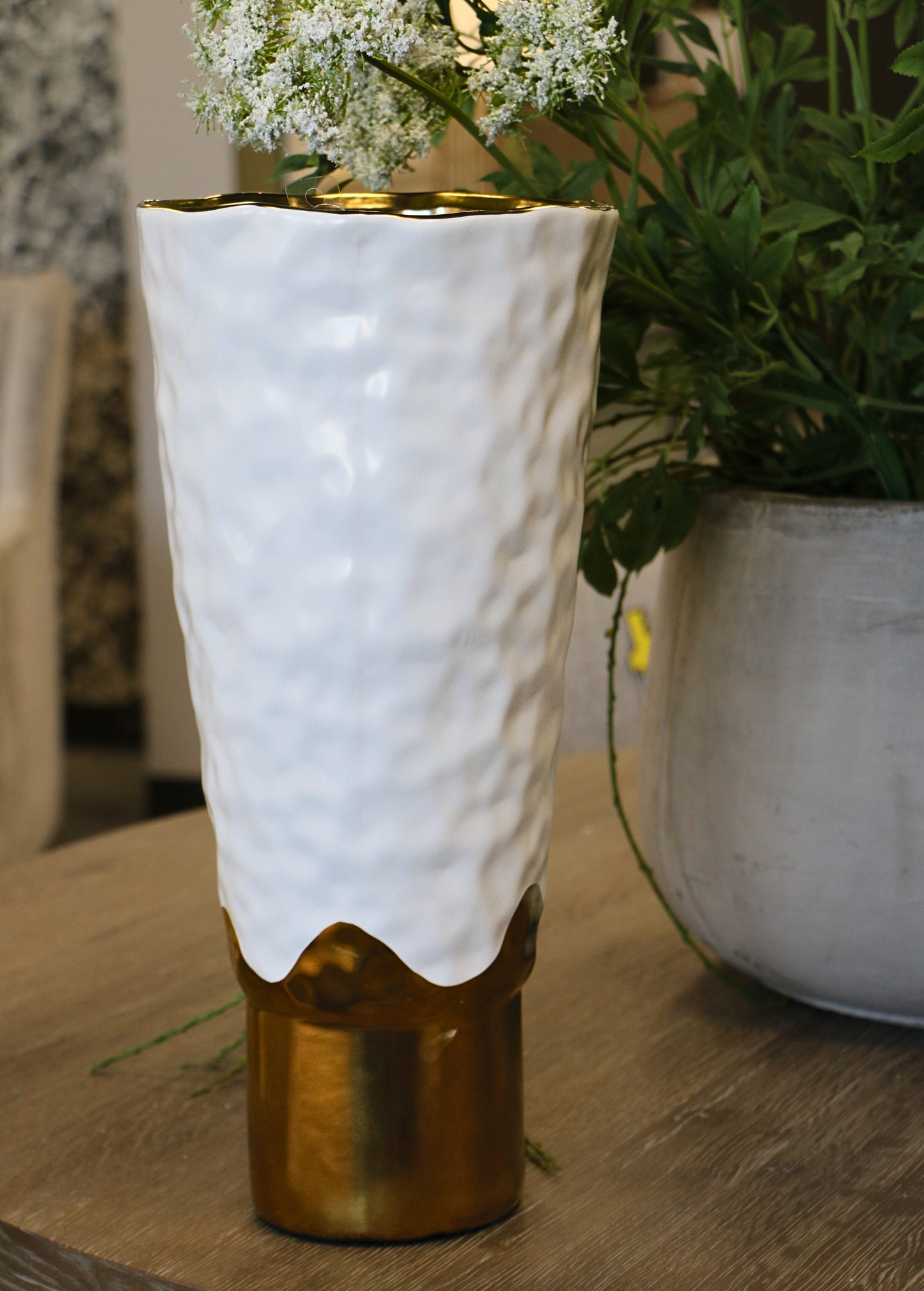 Gold & White Textured Vase