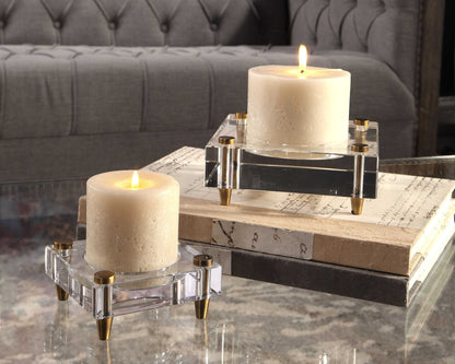 Crystal & Brass Candleholders