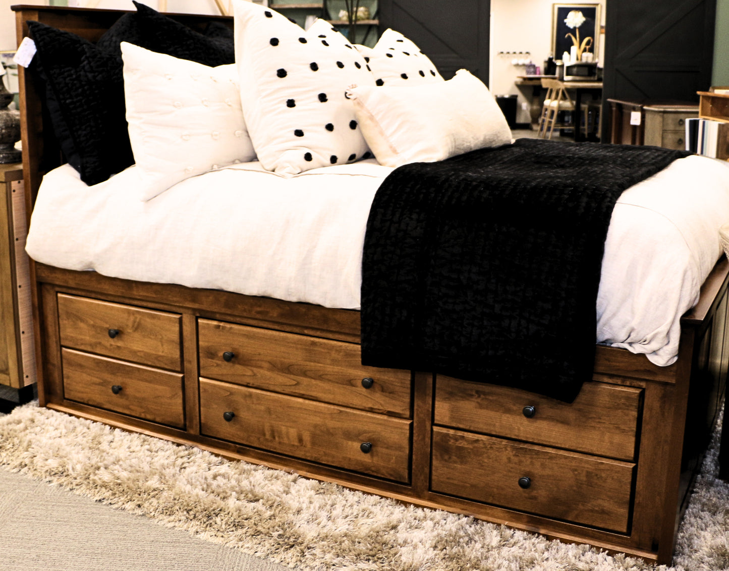 Solid Wood Queen 6-Drawer Chest Bed