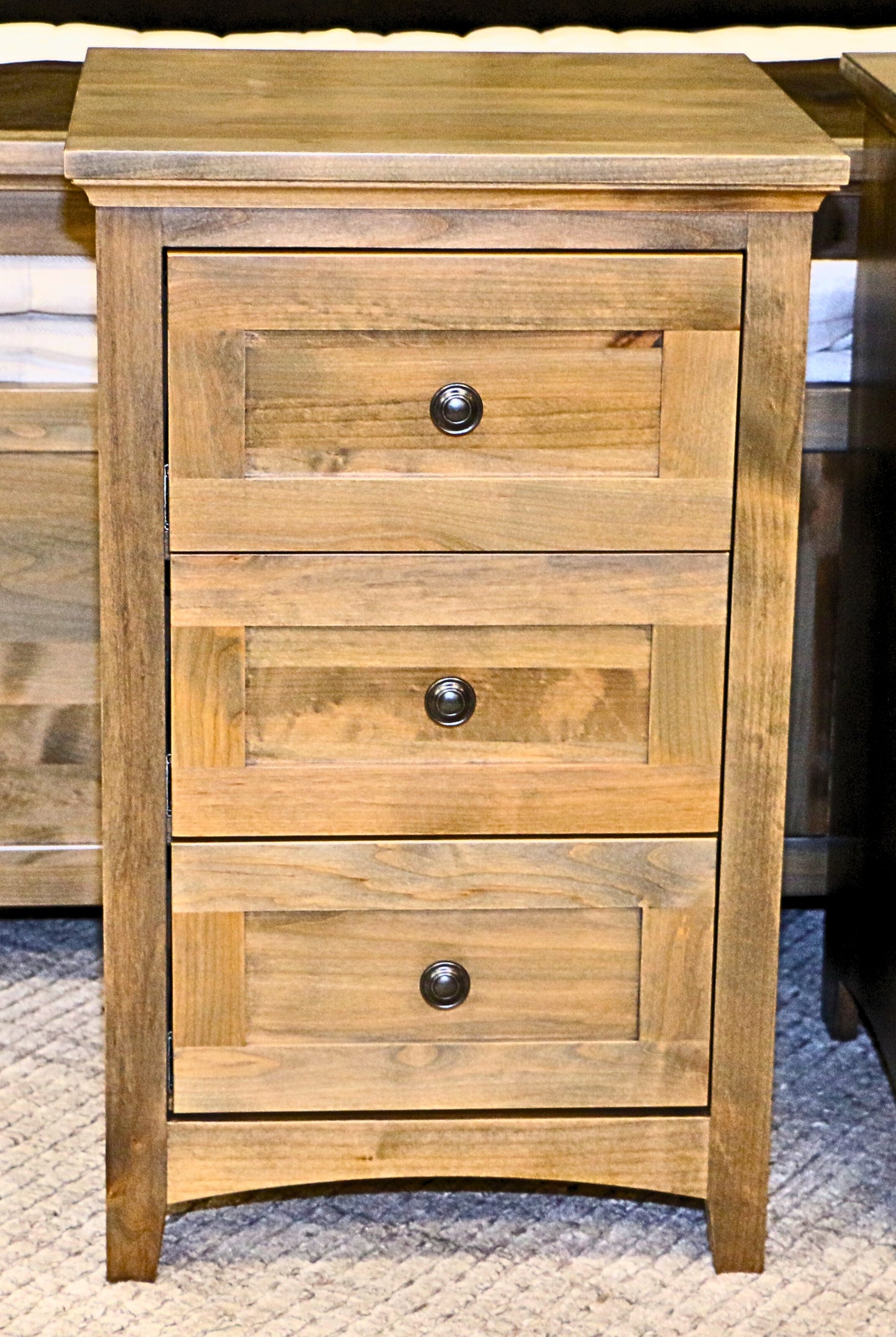 Solid Wood 3-Drawer Nightstand