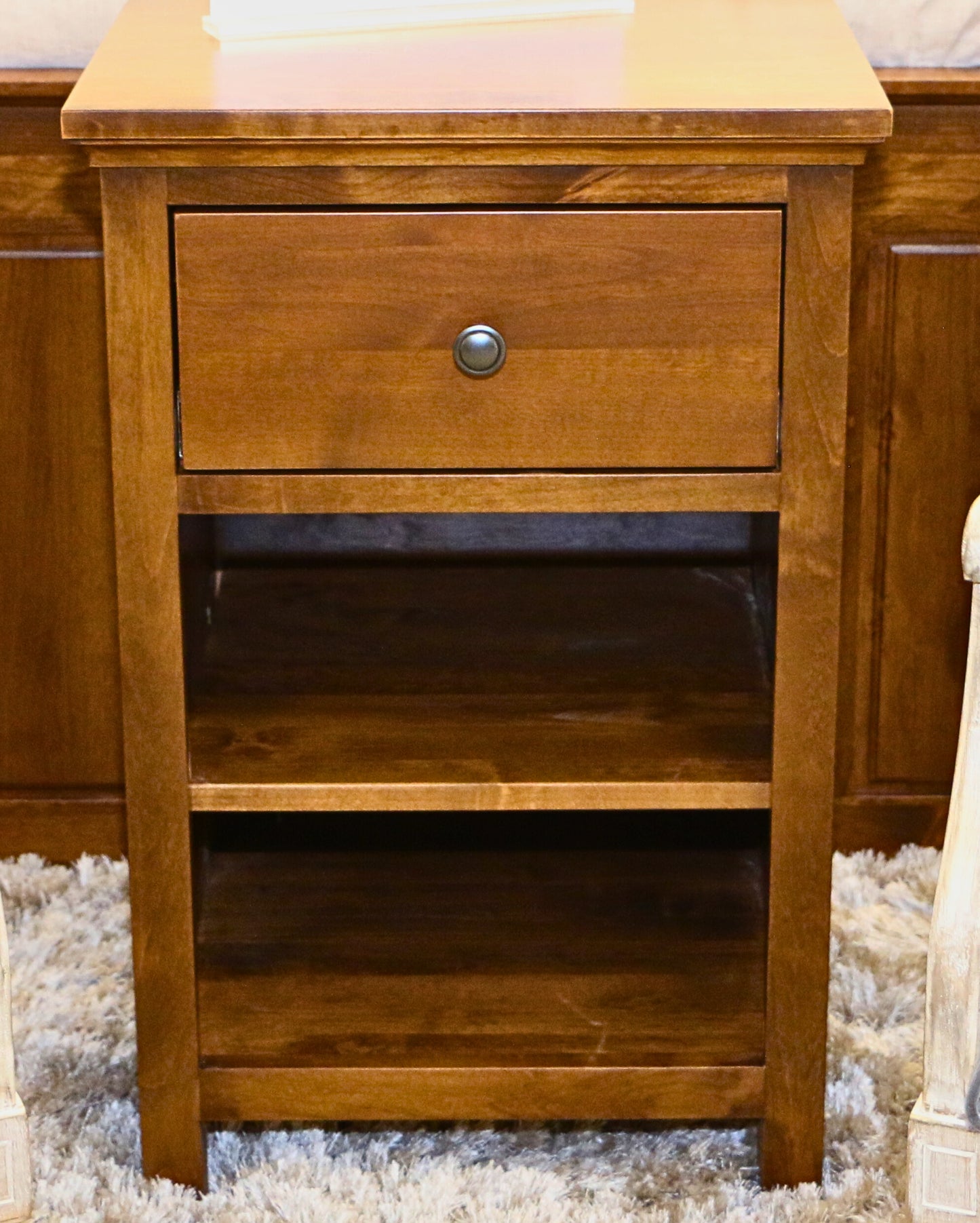 Solid Wood 1-Drawer Nightstand