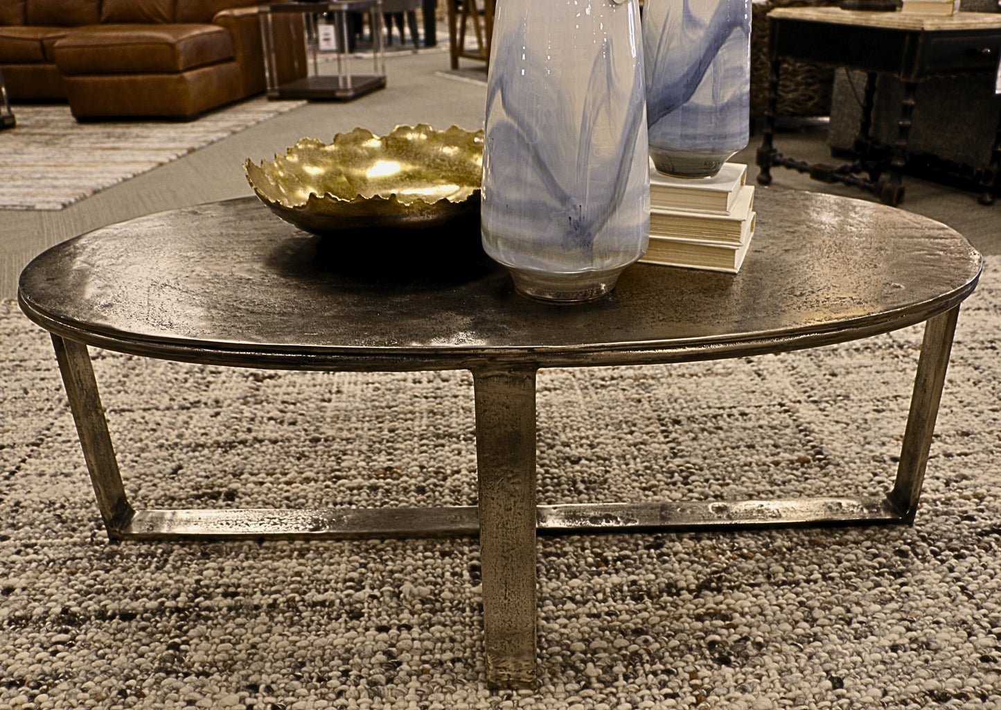 Metal Oval Cocktail Table