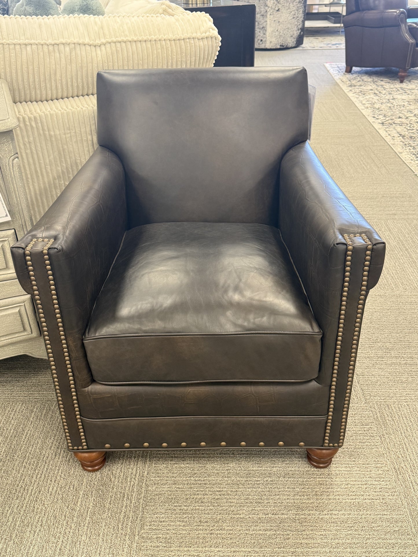 Stationary Leather Club Chair