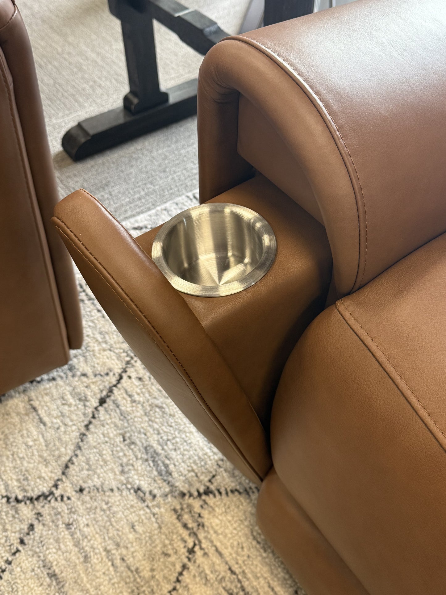 Triple-Power Leather Reclining Console Loveseat