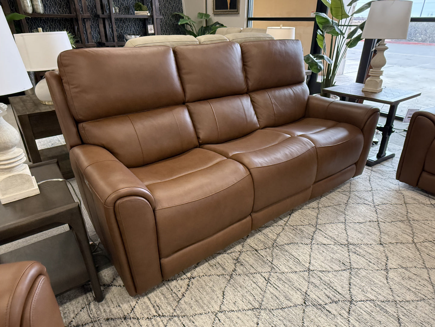 Triple-Power Leather Reclining Sofa