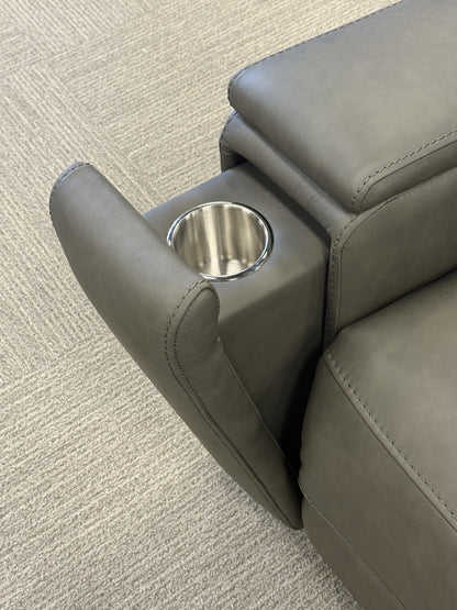 Dual-Power Leather Reclining Sofa