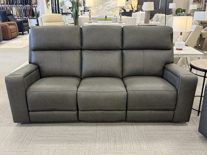 Dual-Power Leather Reclining Sofa