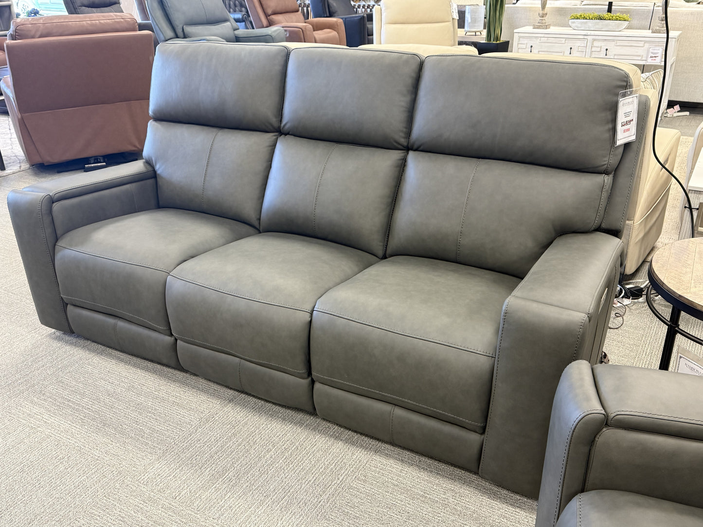 Dual-Power Leather Reclining Sofa