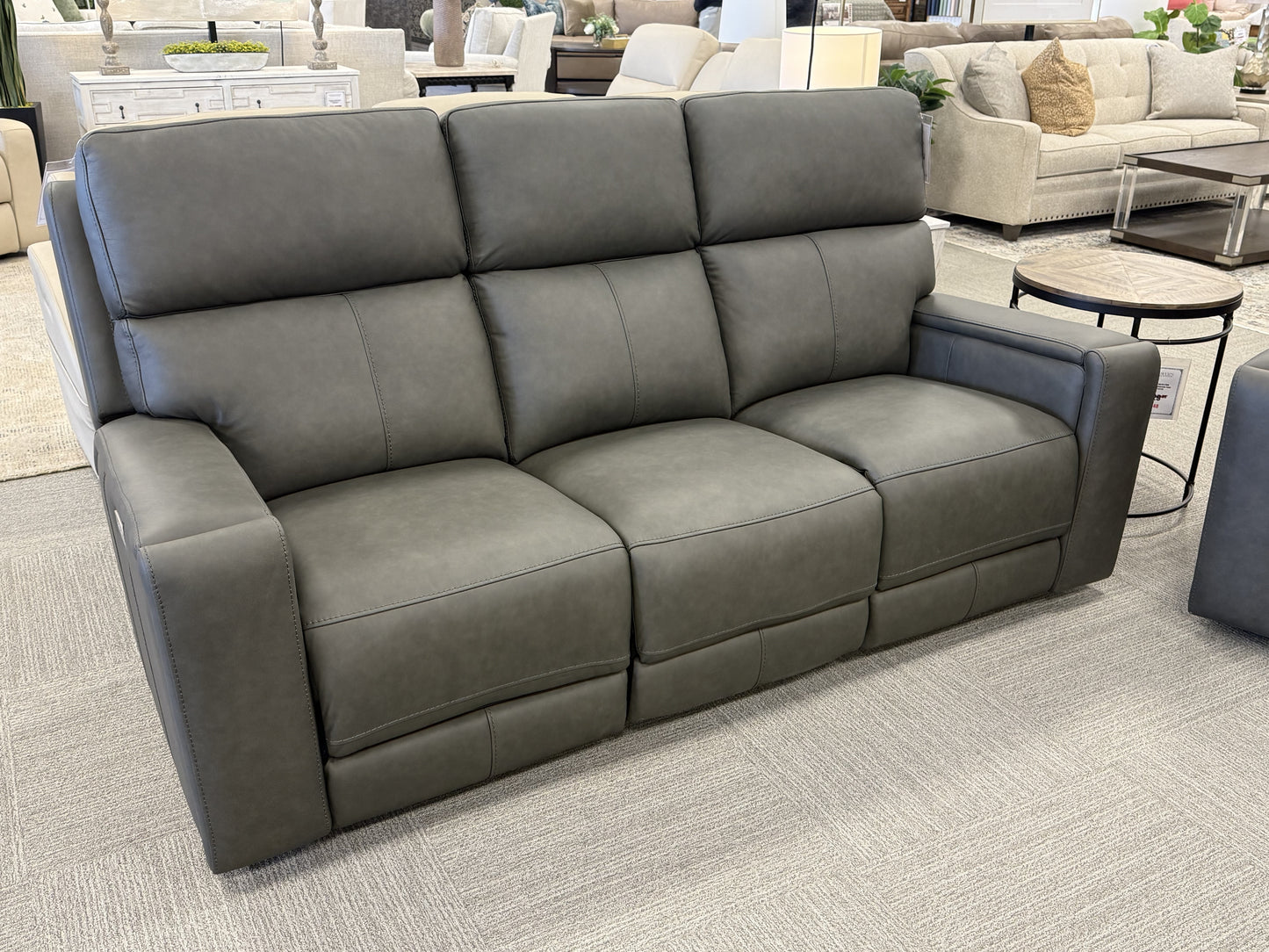 Dual-Power Leather Reclining Sofa