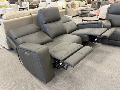 Dual-Power Leather Reclining Sofa