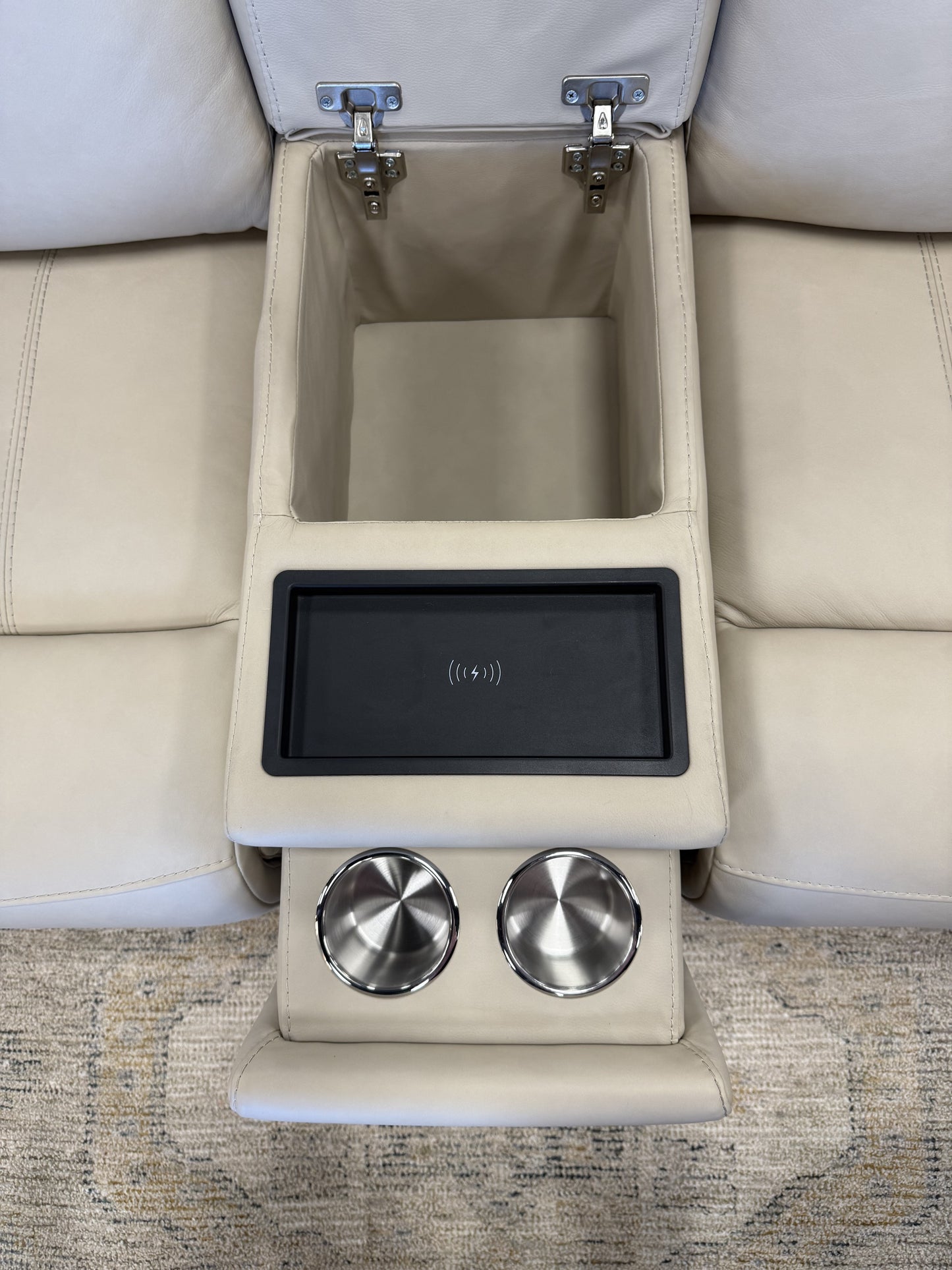 Triple-Power Leather Reclining Console Loveseat