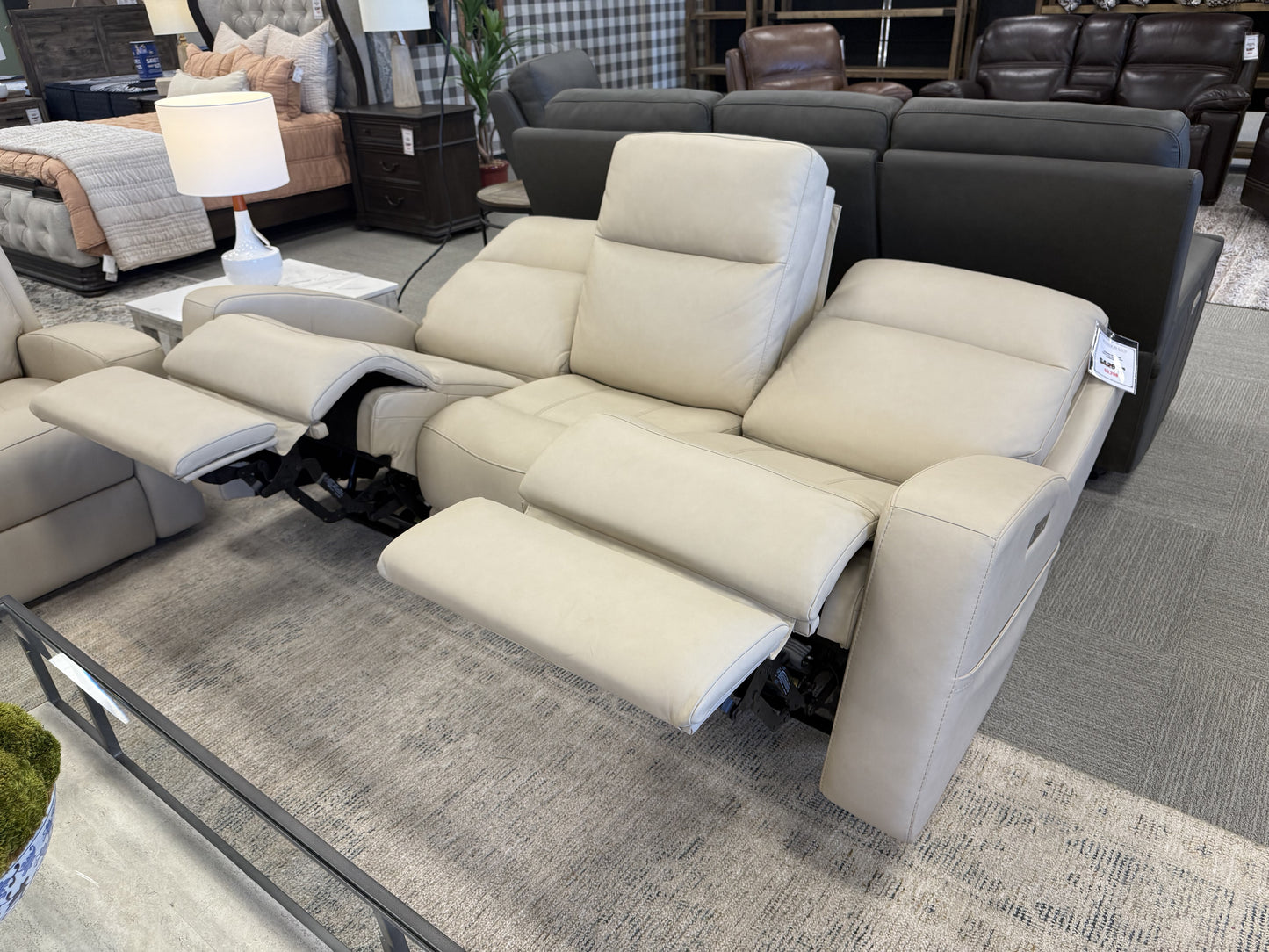 Leather Triple-Power Reclining Sofa