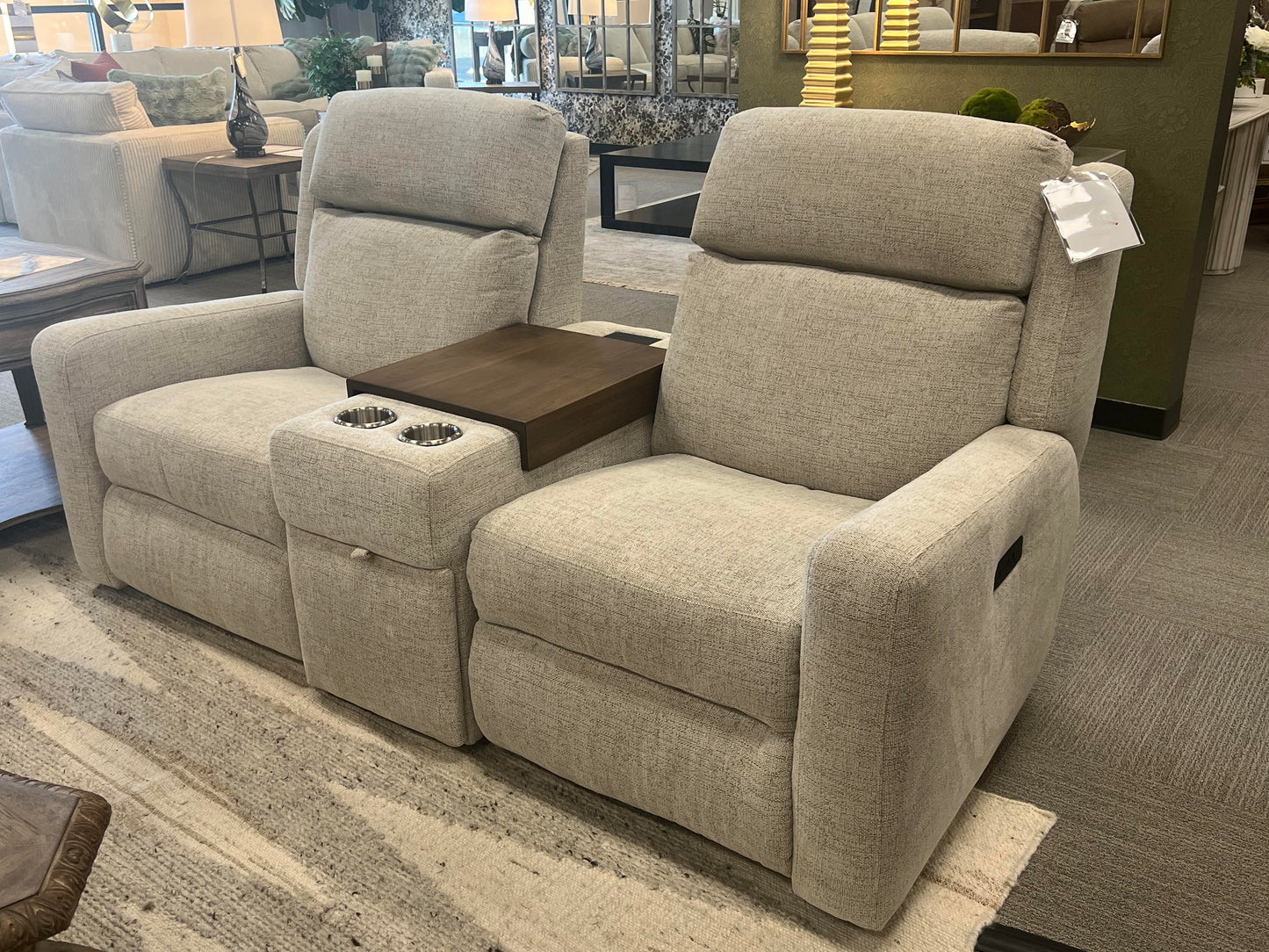 Fabric Reclining Loveseat with Console