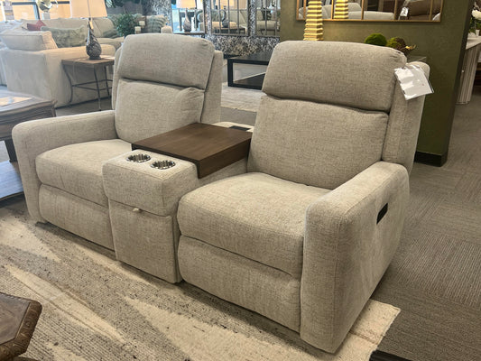 Fabric Reclining Loveseat with Console